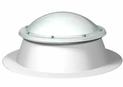Runde Lichtkuppel für Flachdächer mit Aufsatzkranz, Tageslichtlösung von rotec