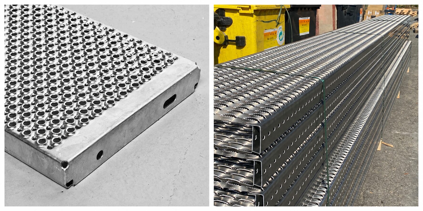 Rutschhemmende Sicherheitsroste und Blechprofilroste aus Metall für Laufstege Treppen Podeste und Industrieanlagen