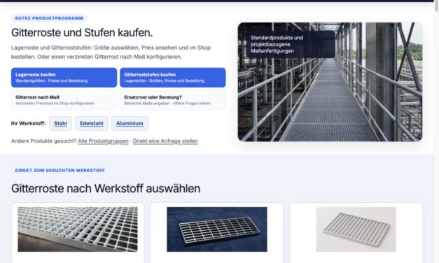 gitterroste.com: Die neue Fachwebsite von rotec für Auswahl und Planung